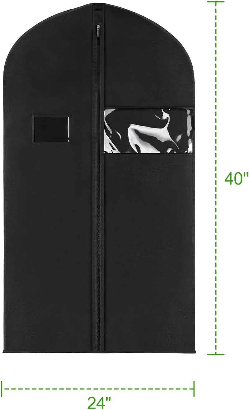KEEGH 40" Suit Cover Bags for Men (Set of 20) Garment Bags for Hanging Clothes, Suit Bags for Closet Storage or Travel, Clothes Cover for Suits Coats with Clear Window and Label Pocket, Black - Image 2